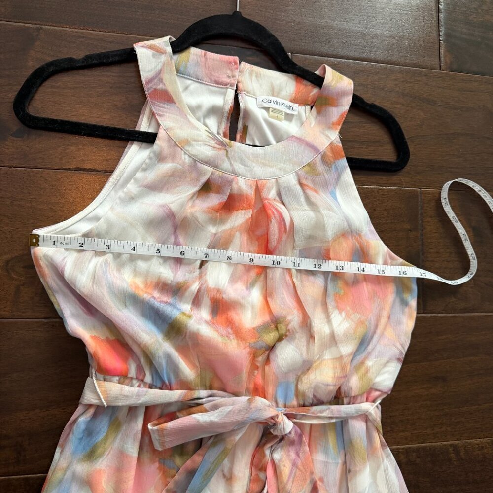 CALVIN KLEIN Floral Fairy Garde Maxi Halter Top Dress Size 6 - Picture 3 of 13